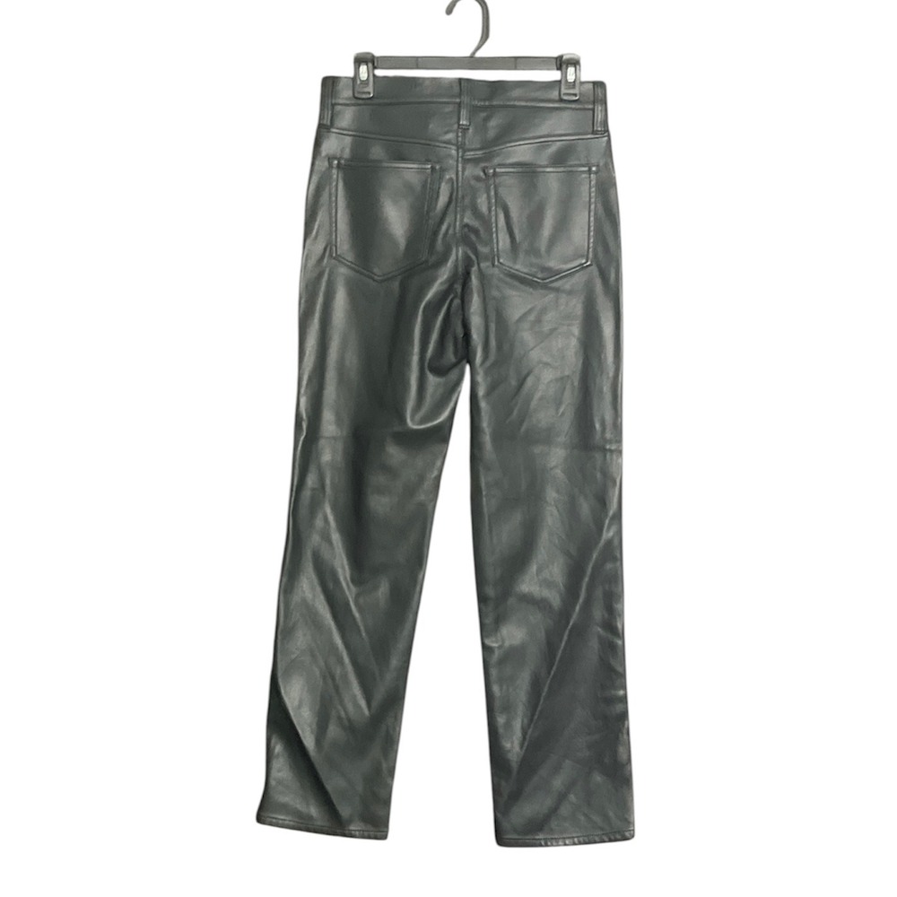 J.Crew Faux Leather Pants Women Size 28 Black Straight Leg Edgy - Picture 2 of 8